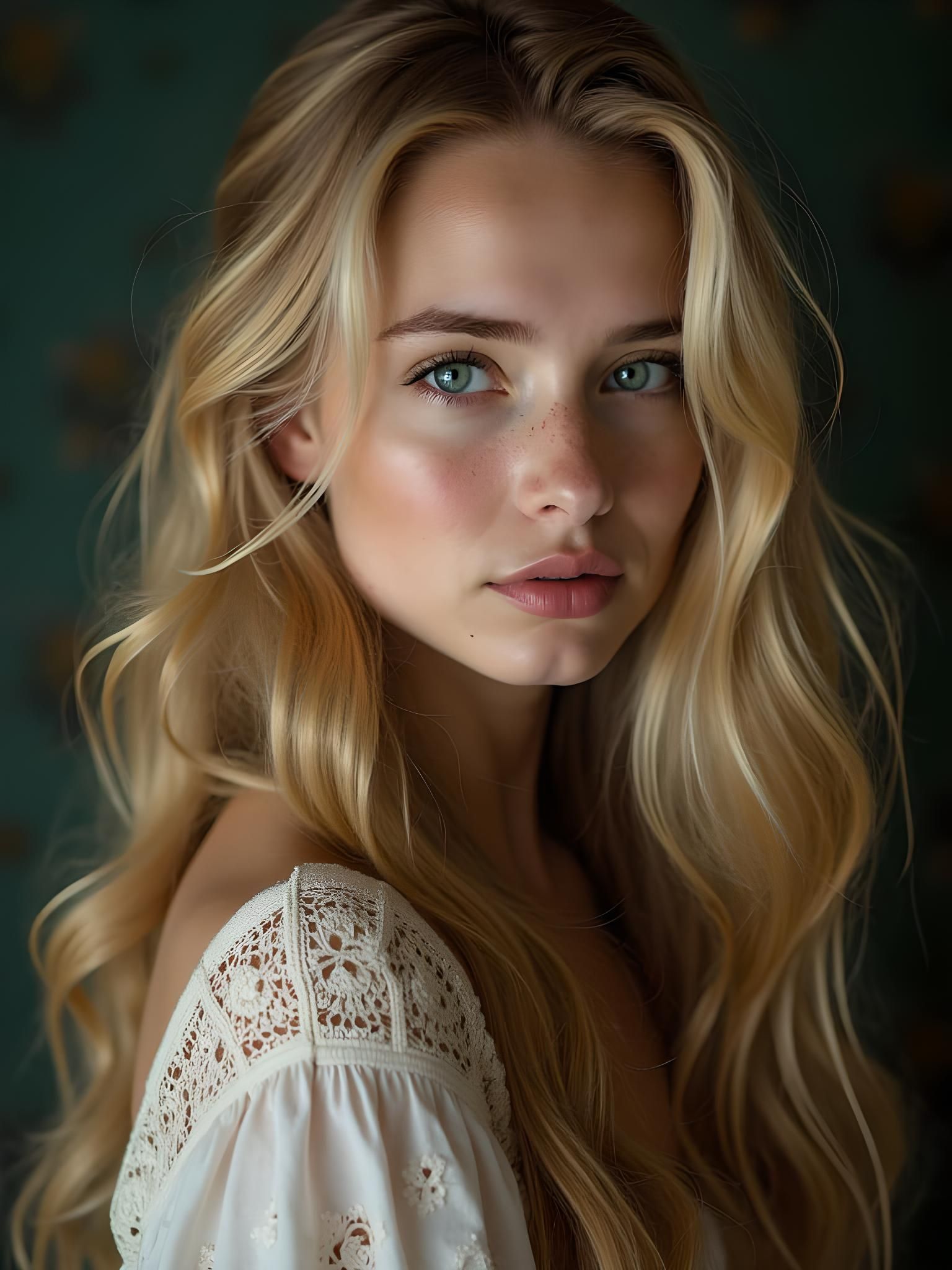 Blonde Beauty Portrait with Rembrandt Lighting
