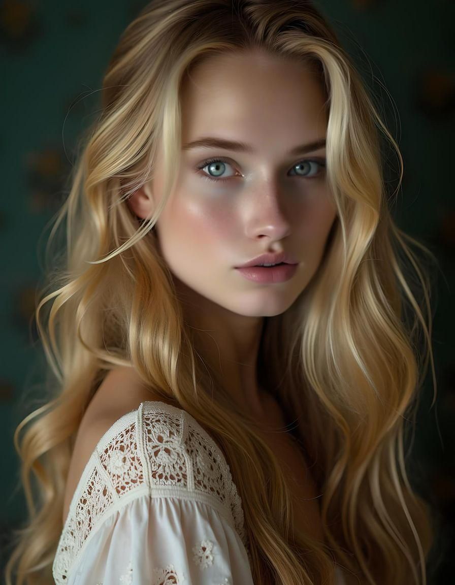 Rapunzel Portrait with Golden Hair, Rembrandt Lighting
