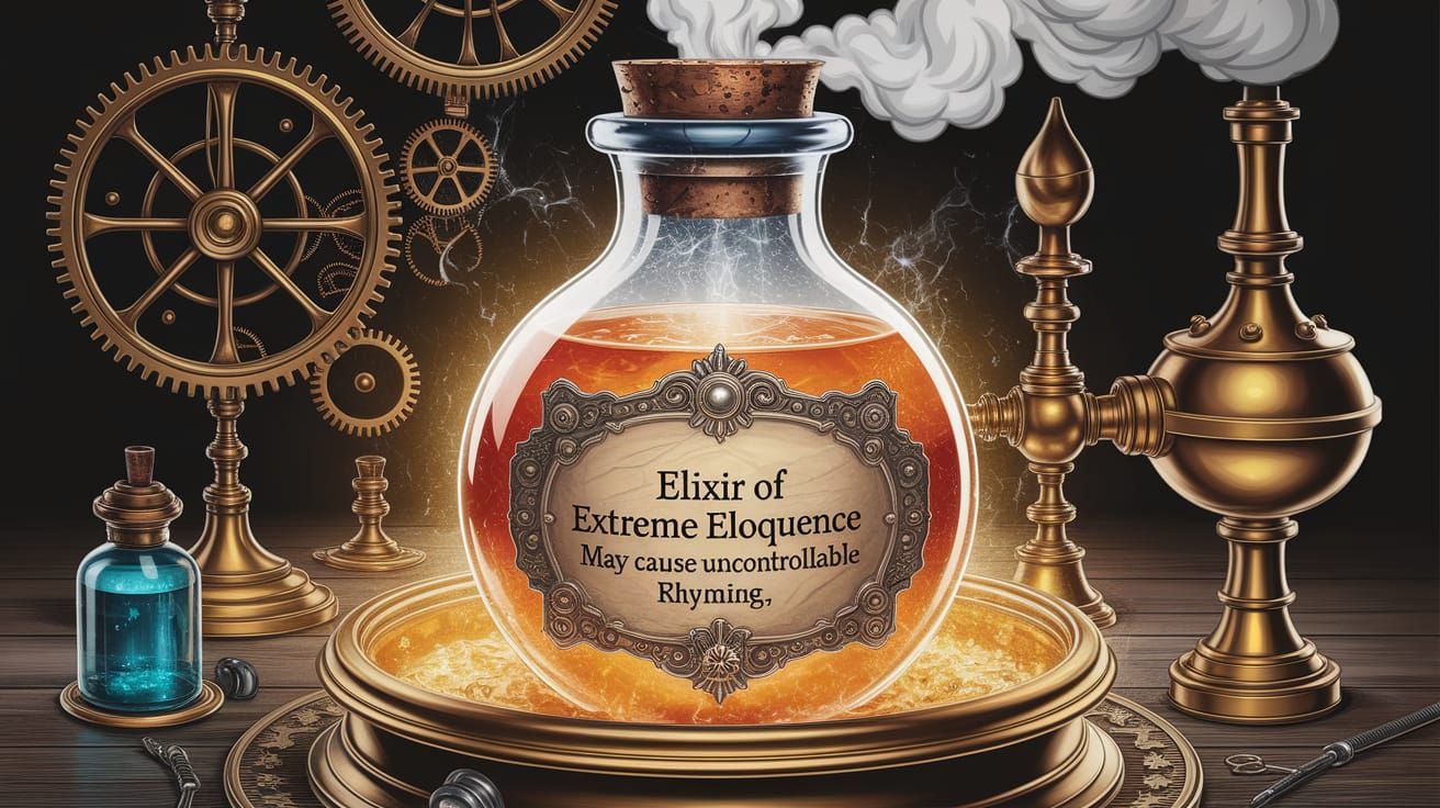 Steampunk Alchemist's Workshop with Glowing Elixir