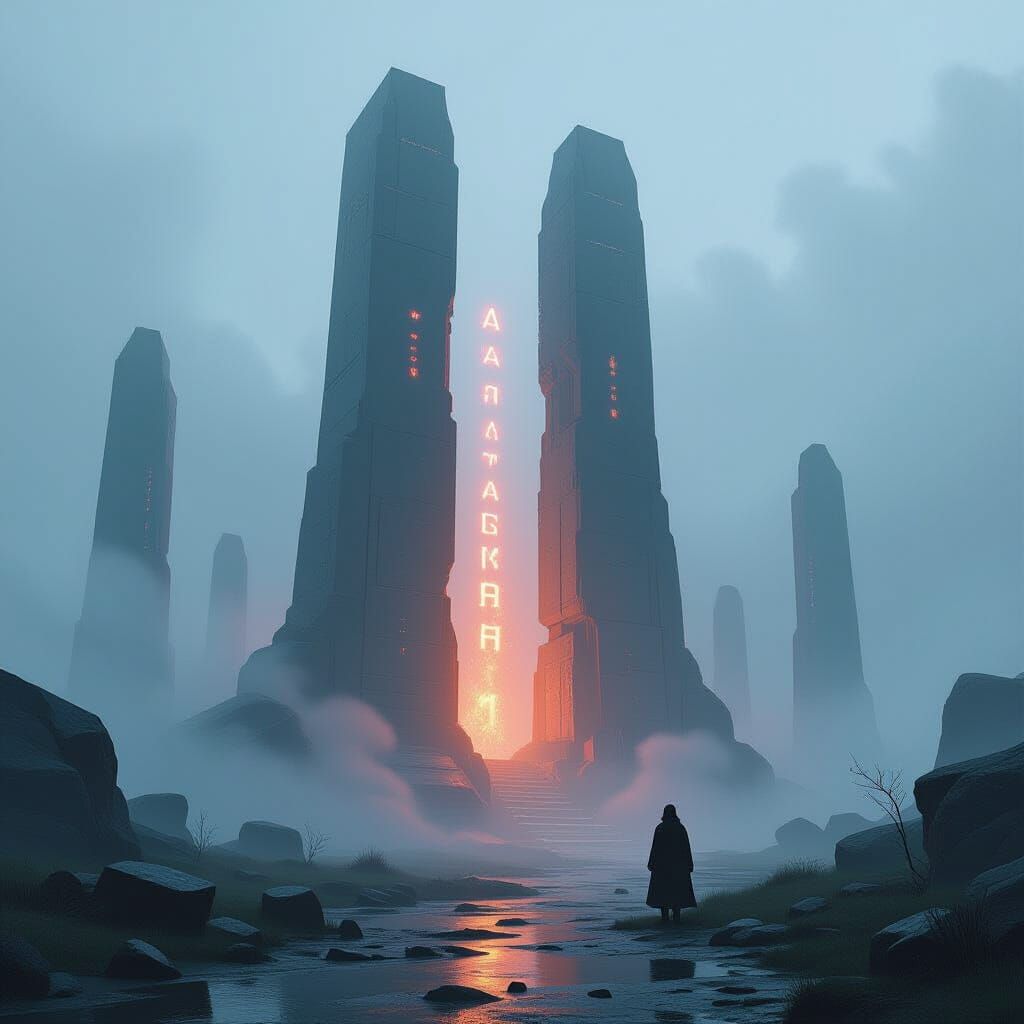 Mystical Agnarhaum with Glowing Runes in Atmospheric Mist