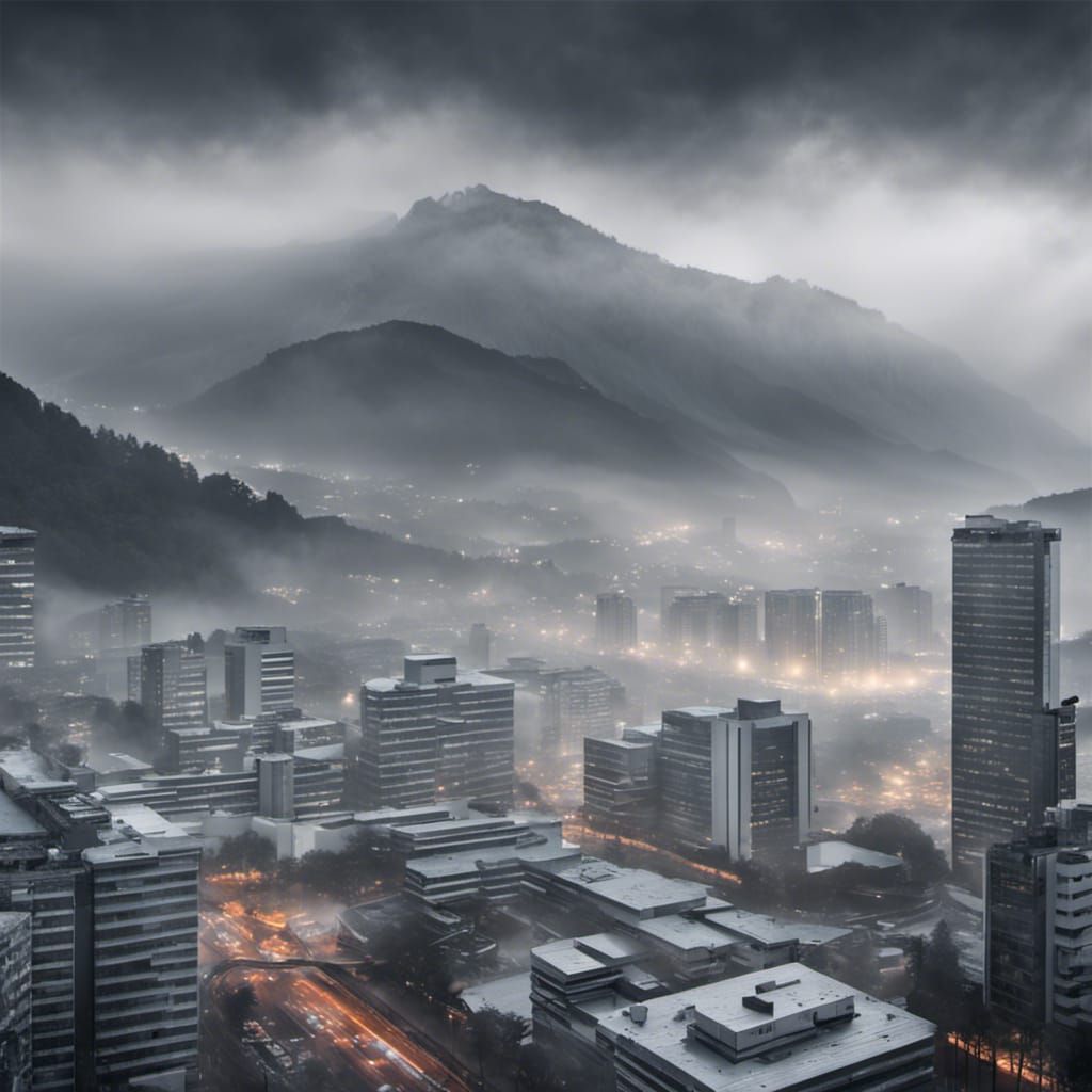 Rainy Day in High-Tech City: Gray Mist