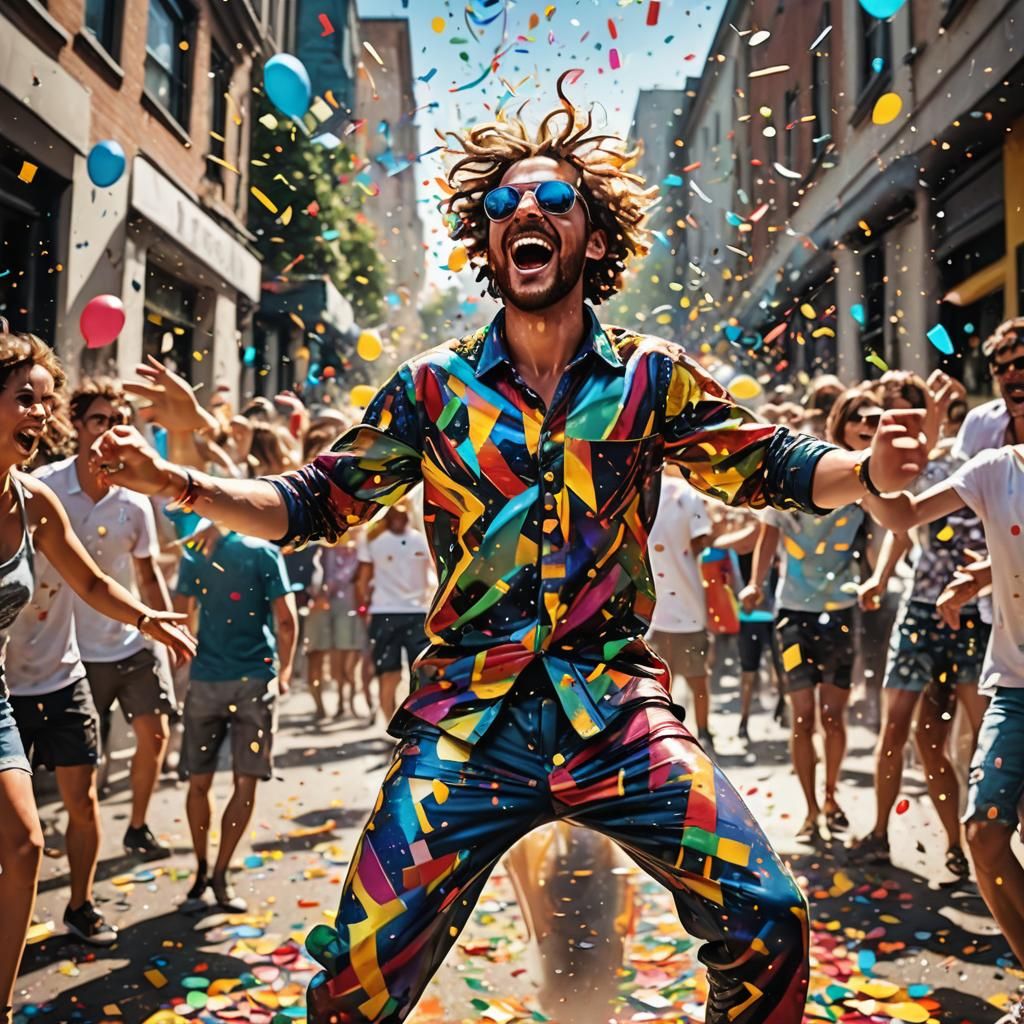 Vibrant Splash Art of Summer Reveler Dancing