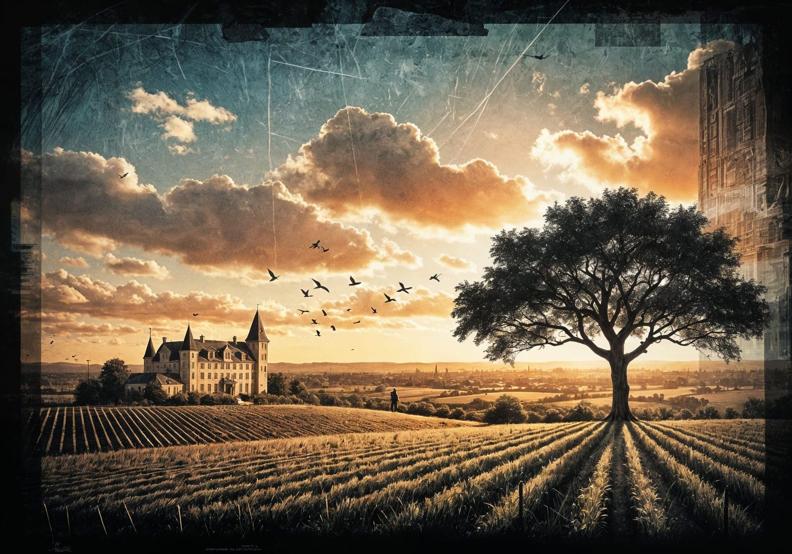 Gritty Comic Art Château Winery at Golden Hour