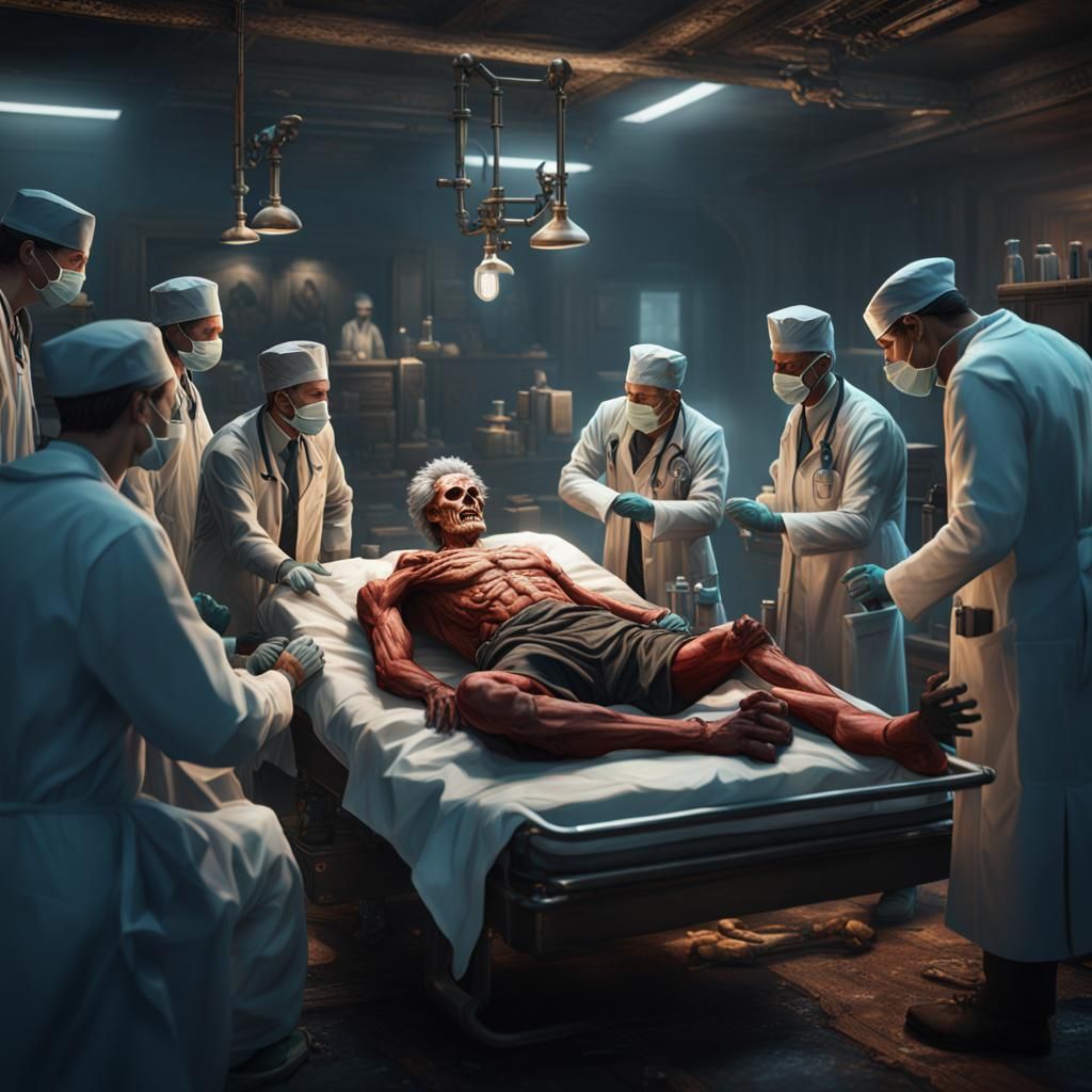 Medical Examination of Deceased Person: Fantasy Concept Art