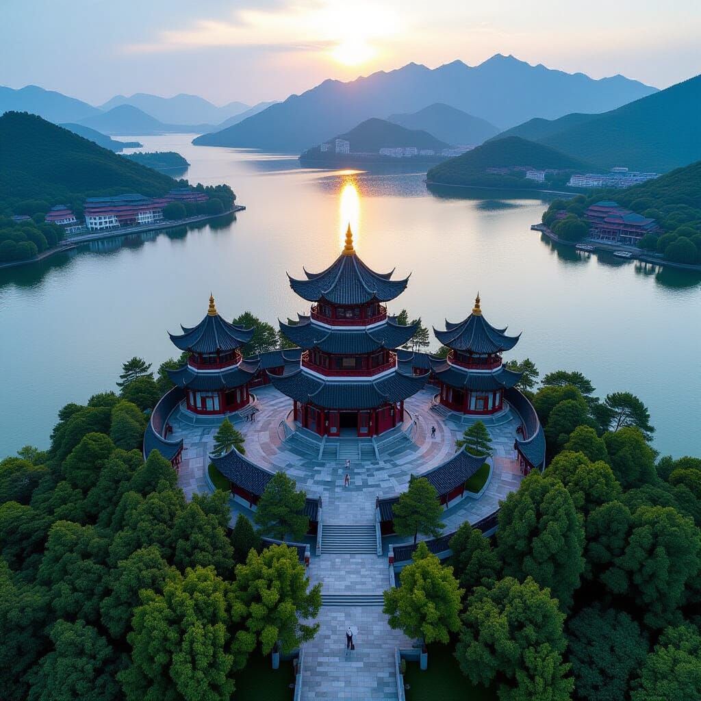 West Lake, Hangzhou: Cinematic Aerial View
