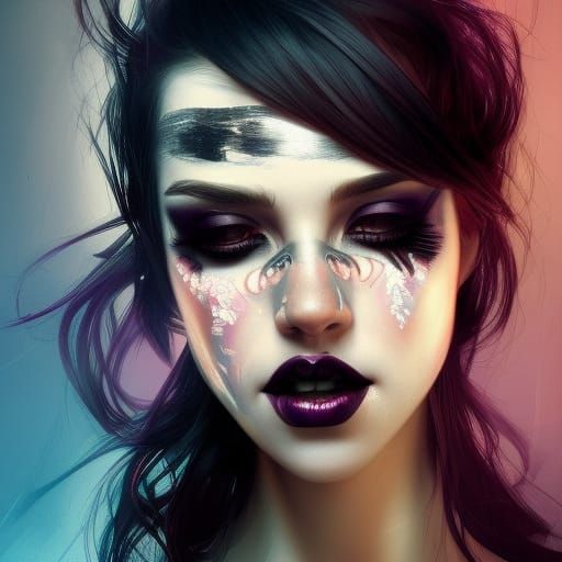 Edgy Goth Dancing Queen Portrait in 8K