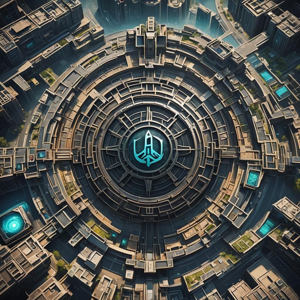 Cybersecurity Ecosystem Logo in Detailed Matte Painting