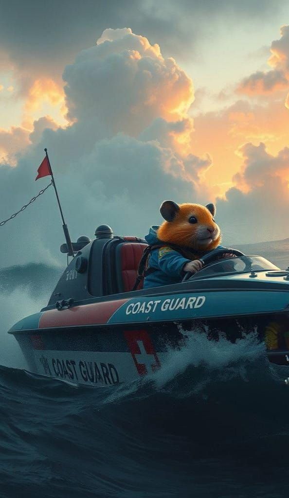 Hamster Coast Guard Rescues Dolphin: Fantasy Art