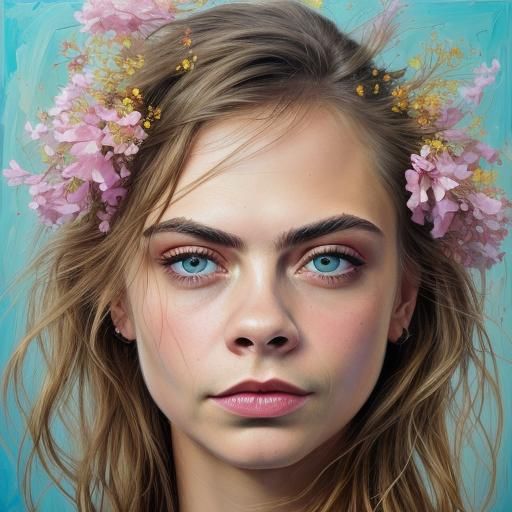 Floral Portrait in Impasto Style with Contrasting Colors