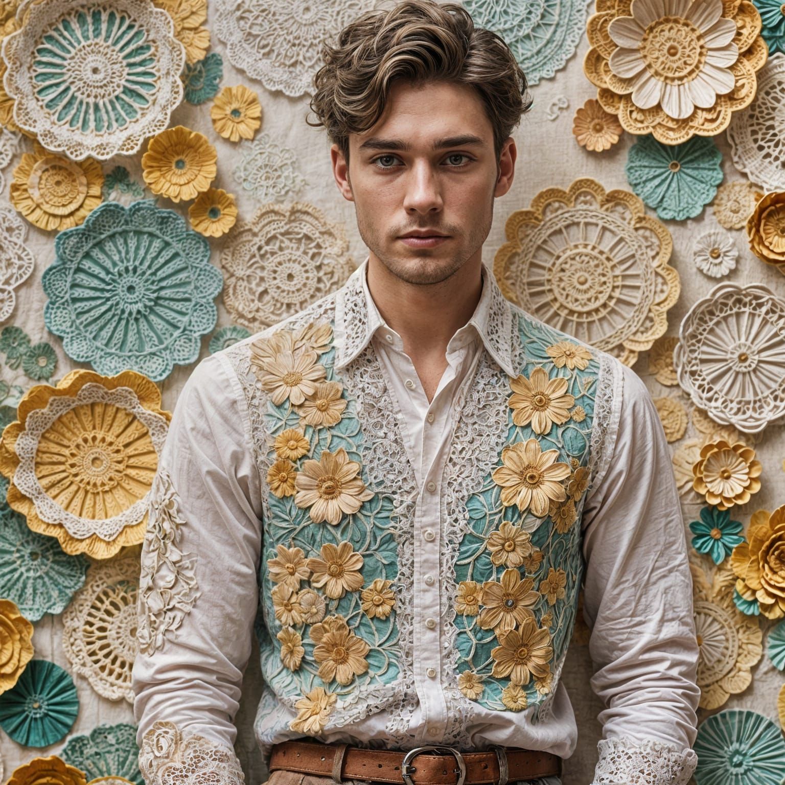 Man Creates Clothing from Vintage Doilies