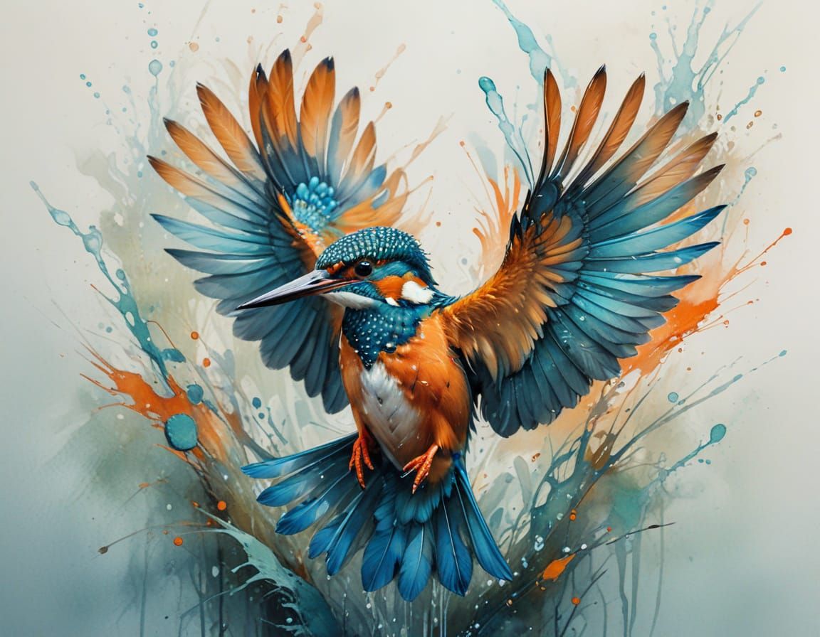 Kingfisher in Flight: Vivid Iridescent Feathers