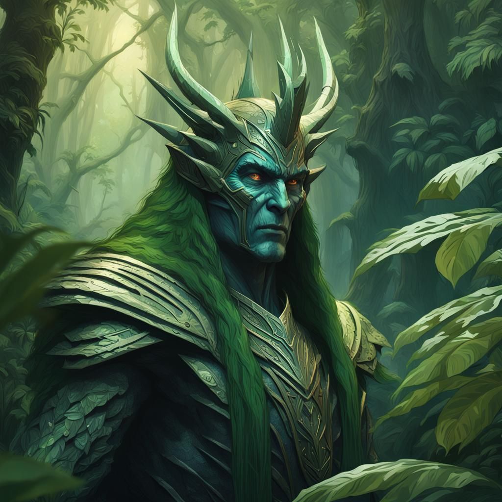 Green Sauron in Jungle, Detailed Concept Art