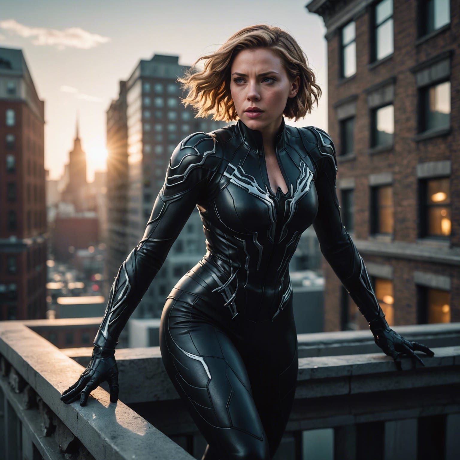 Symbiote Woman on Ledge in Glamour Photography