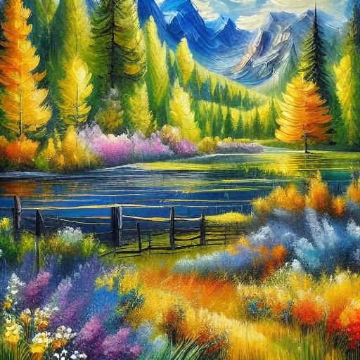 Fantasy Mountains: Impasto Impressionism Landscape