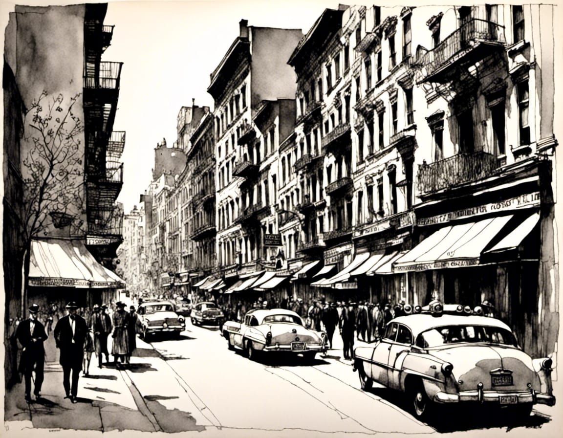 Ominous Cops and Robbers in Surreal Autochrome Style