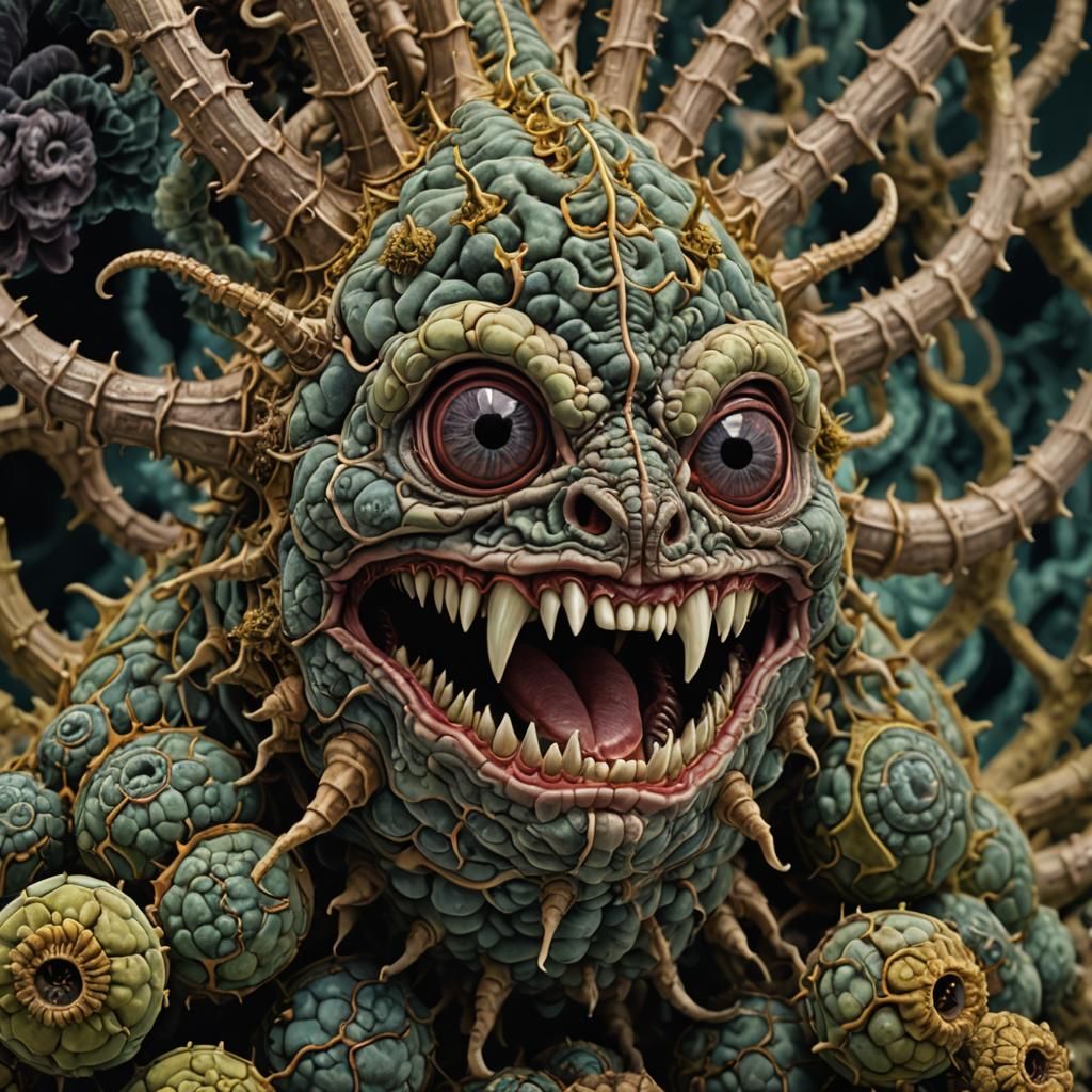 Colorized Microscope Image of Larvae in Mandelbulb Style