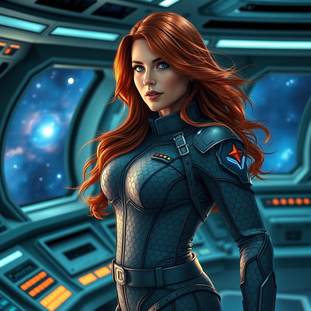 Hyperrealistic Space Commander in Dramatic Mid Shot