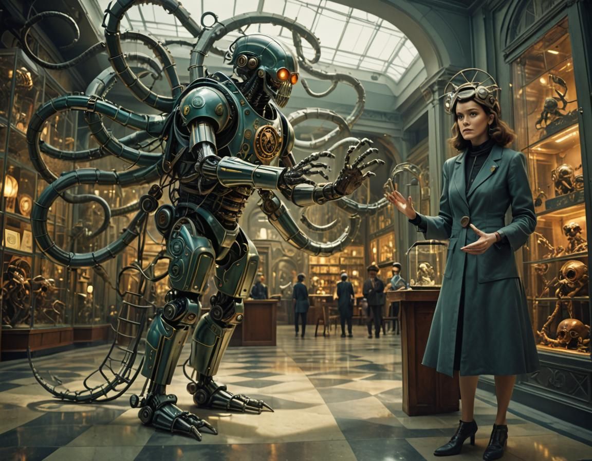 Menacing Skeletal Robot Terrorizes Museum Worker