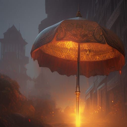 Fantastical Umbrella in Detailed Matte Painting