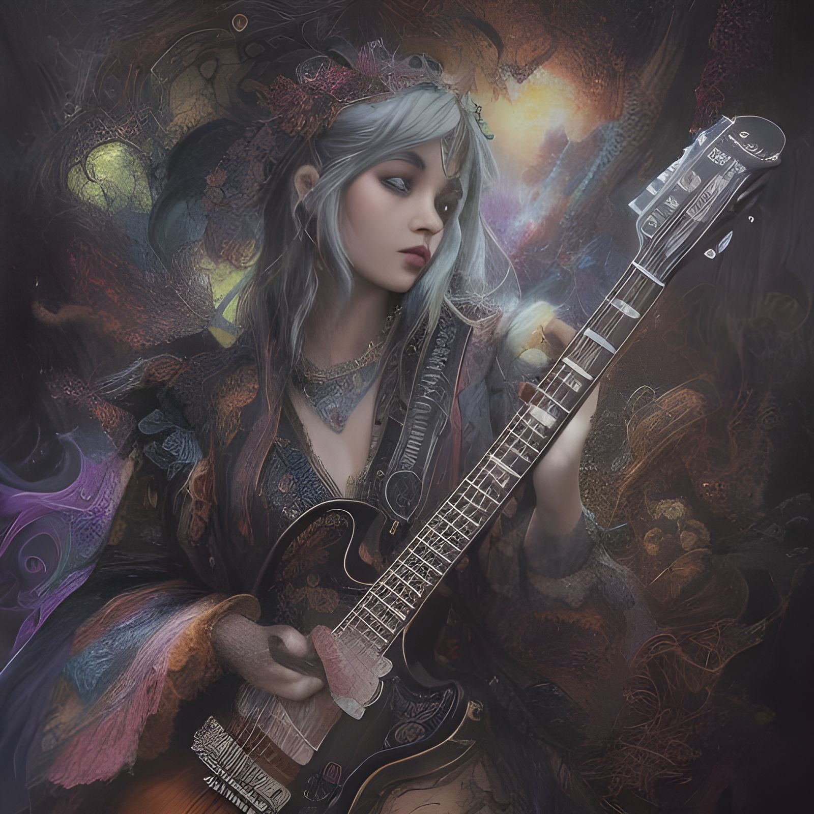 Rock and Roll Star on Stage, Detailed Fantasy Art