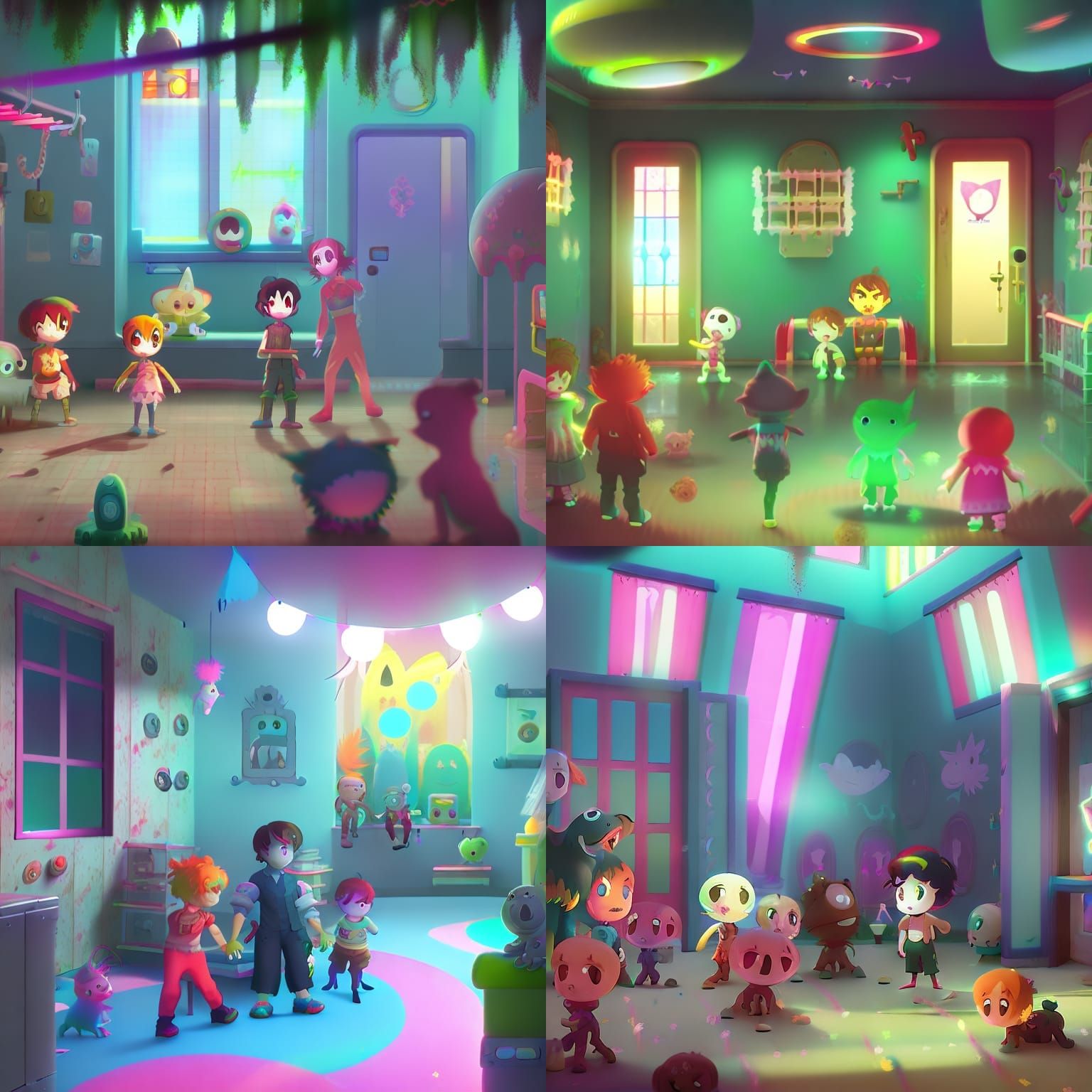 Colorful Ethereal Daycare with Busy Characters