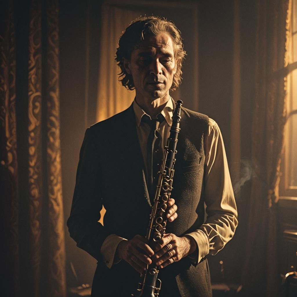 Clarinet with Human Features in Film Noir Style