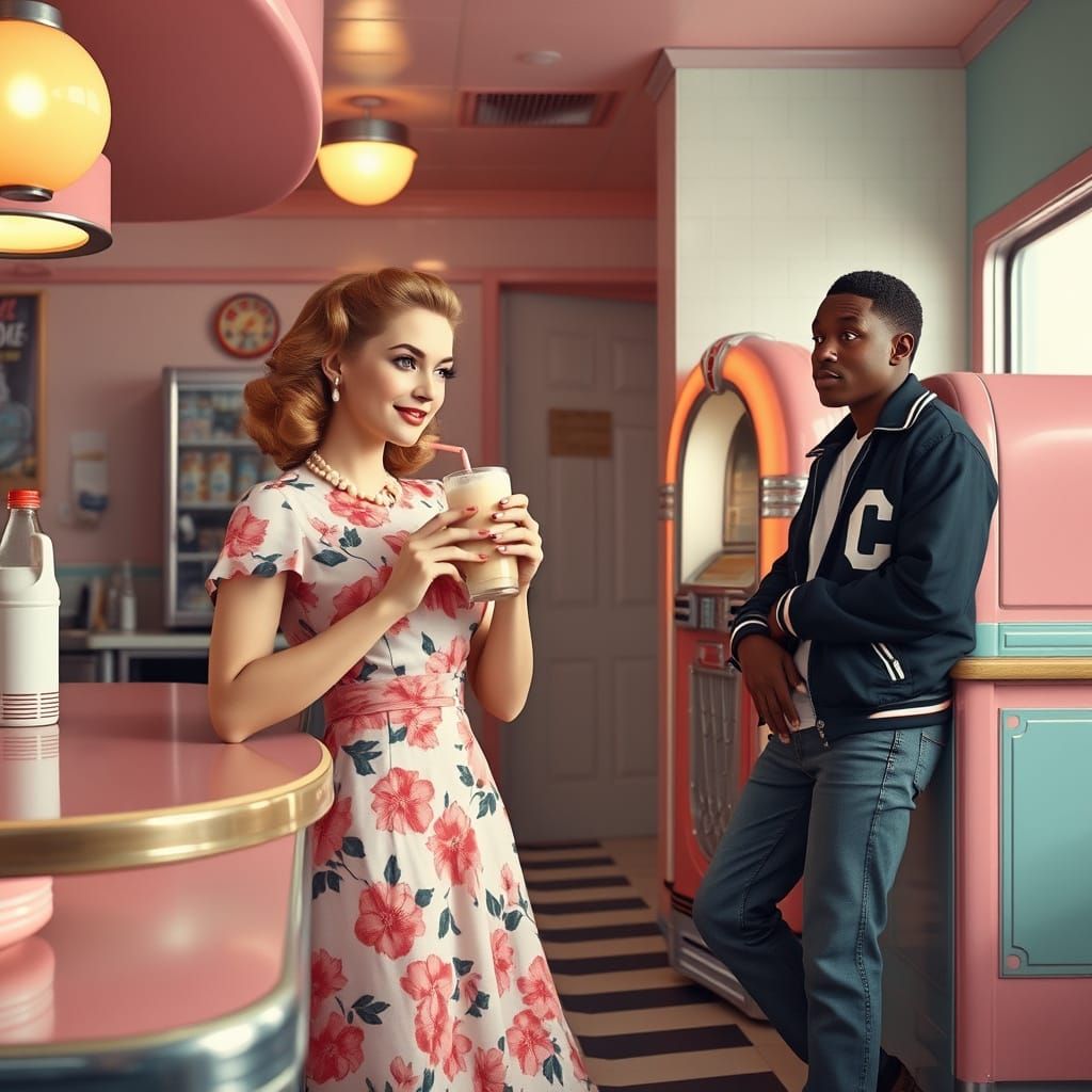Retro Diner Scene in Nostalgic Style
