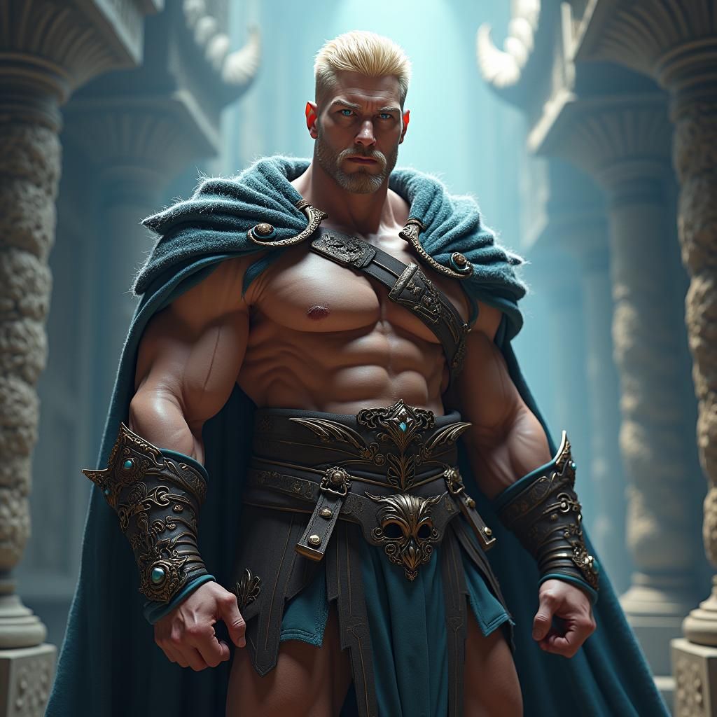 Heroic Male Warrior in a Detailed Matte Painting