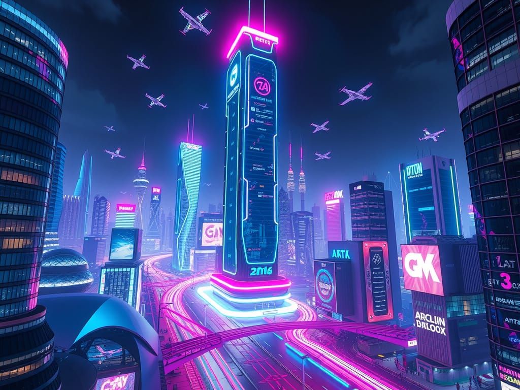 Cyberpunk Cityscape in Neon Hues