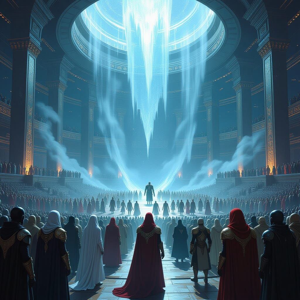 Ethereal Heroes Assemble in a Shimmering Cosmic Arena