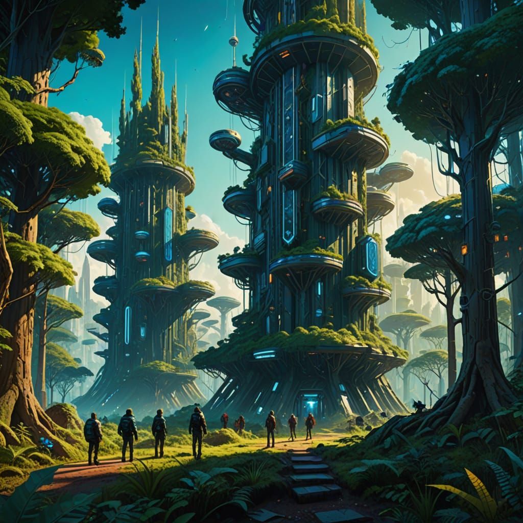 Futuristic Habitats in Green Zone on Planet R16