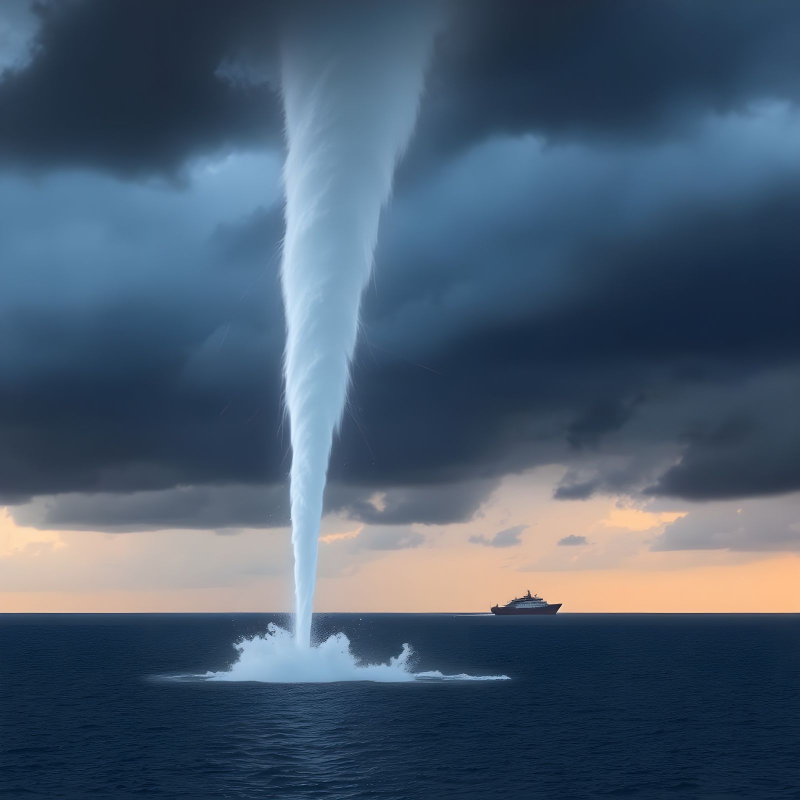 Dramatic Waterspout Rages Over the Sea