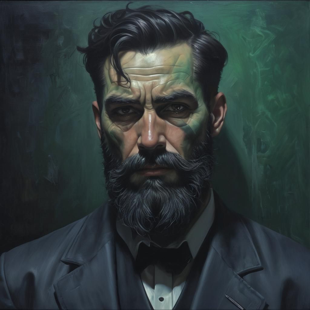 Dieselpunk Bearded Man with Dramatic Lighting