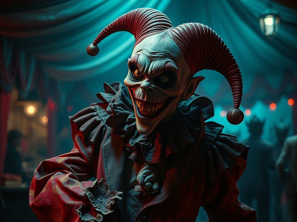 Grotesque Jester in Dark Gothic Style