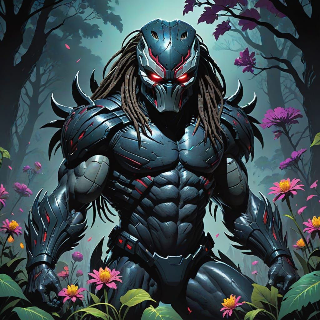 Predator Surrounded by Glowing Flowers