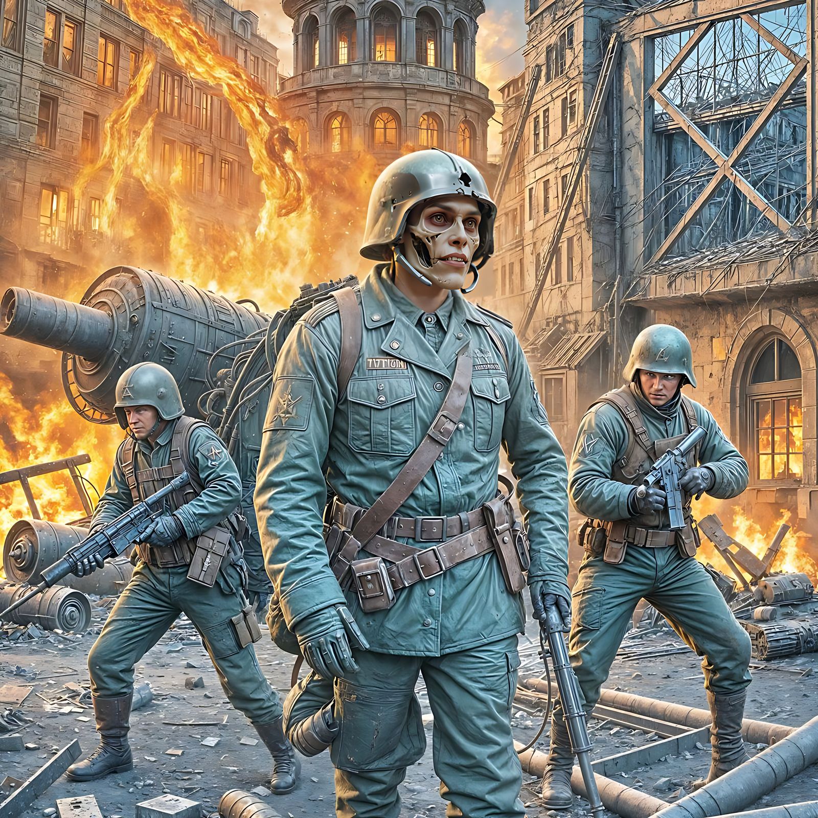 WW2 Stalingrad Battle Aftermath in Graffiti Style