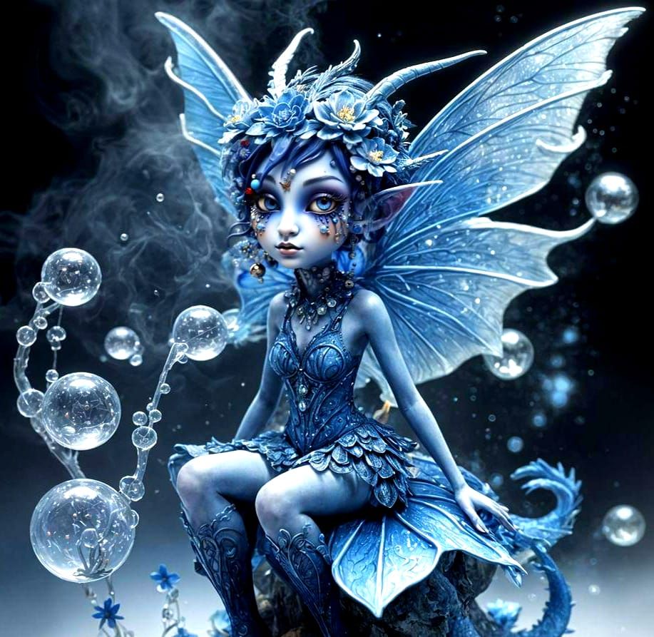 Cubist Fairy with Dragon Wings and Cosmos Jewelry