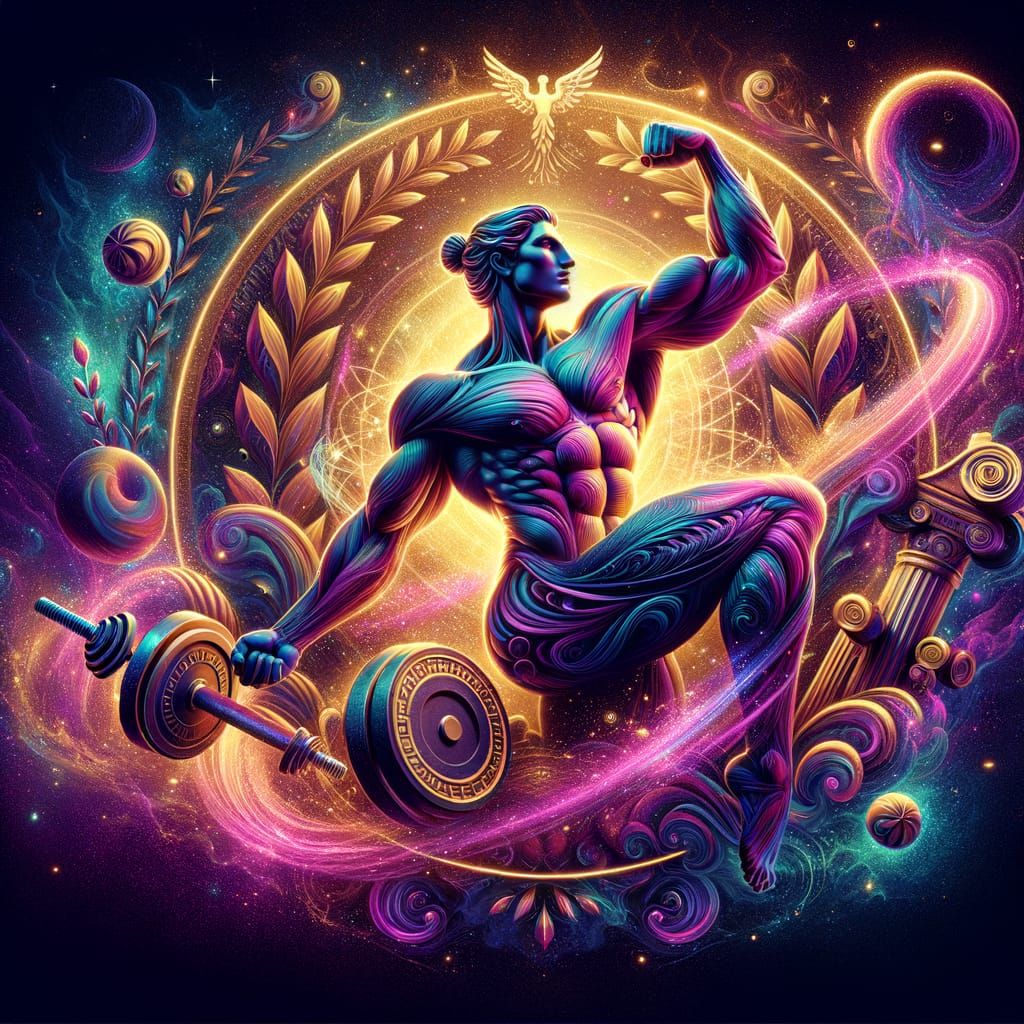 Empowered Athletic Woman in Cosmic Glow