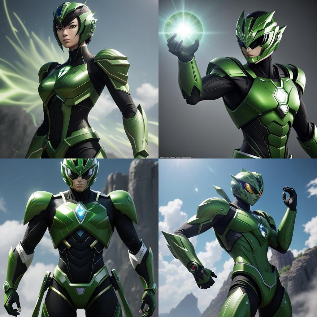 Green Earth Power Ranger in 3D Anime Art