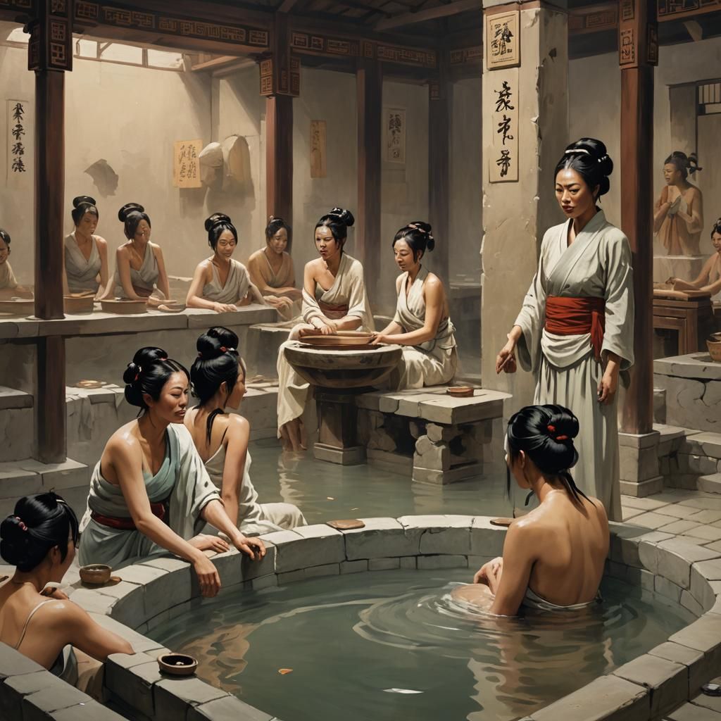 Bathing Women in Chinese Bathhouse, 500 BC