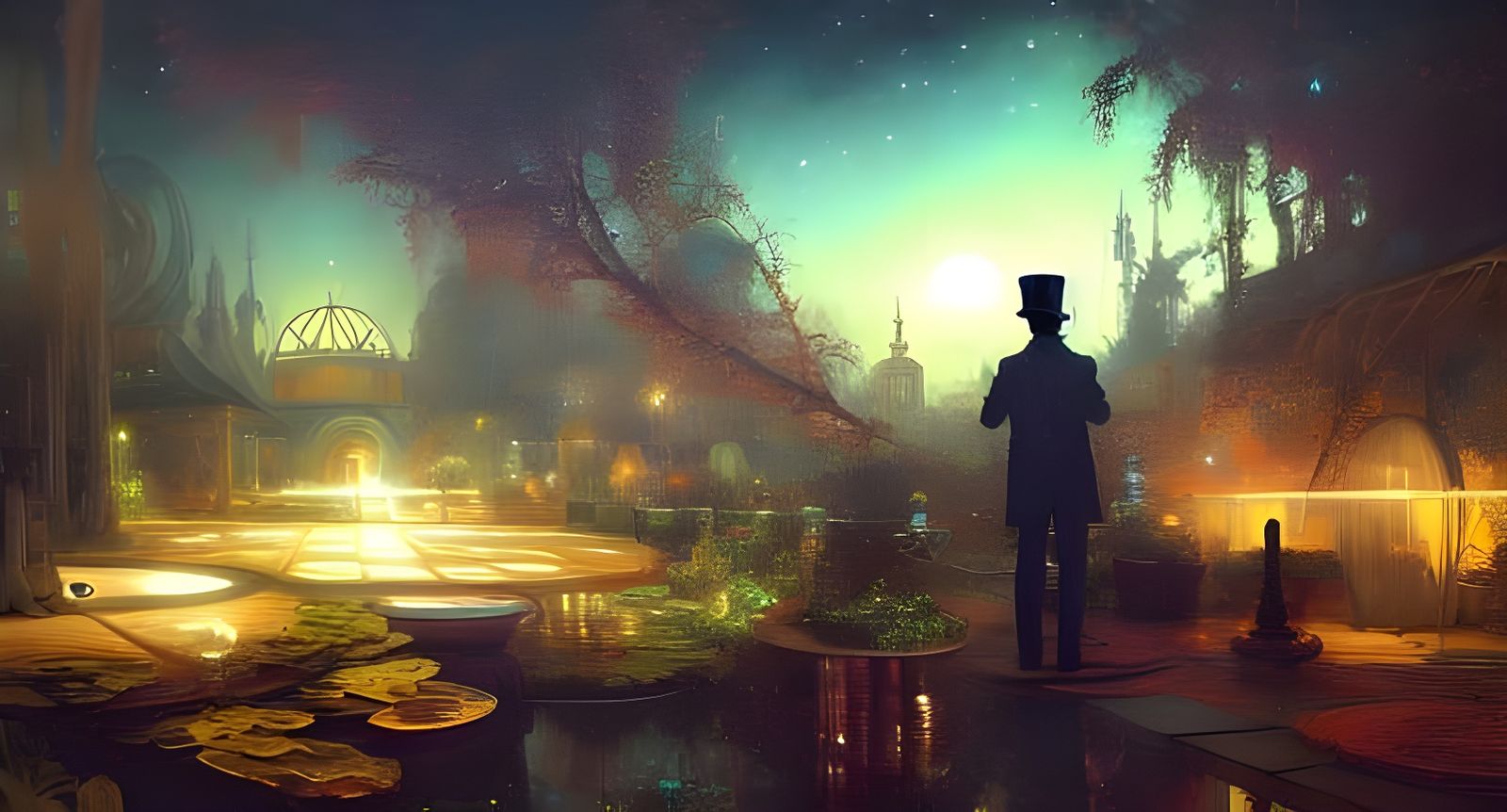 Man in Top Hat: Detailed Oil Painting