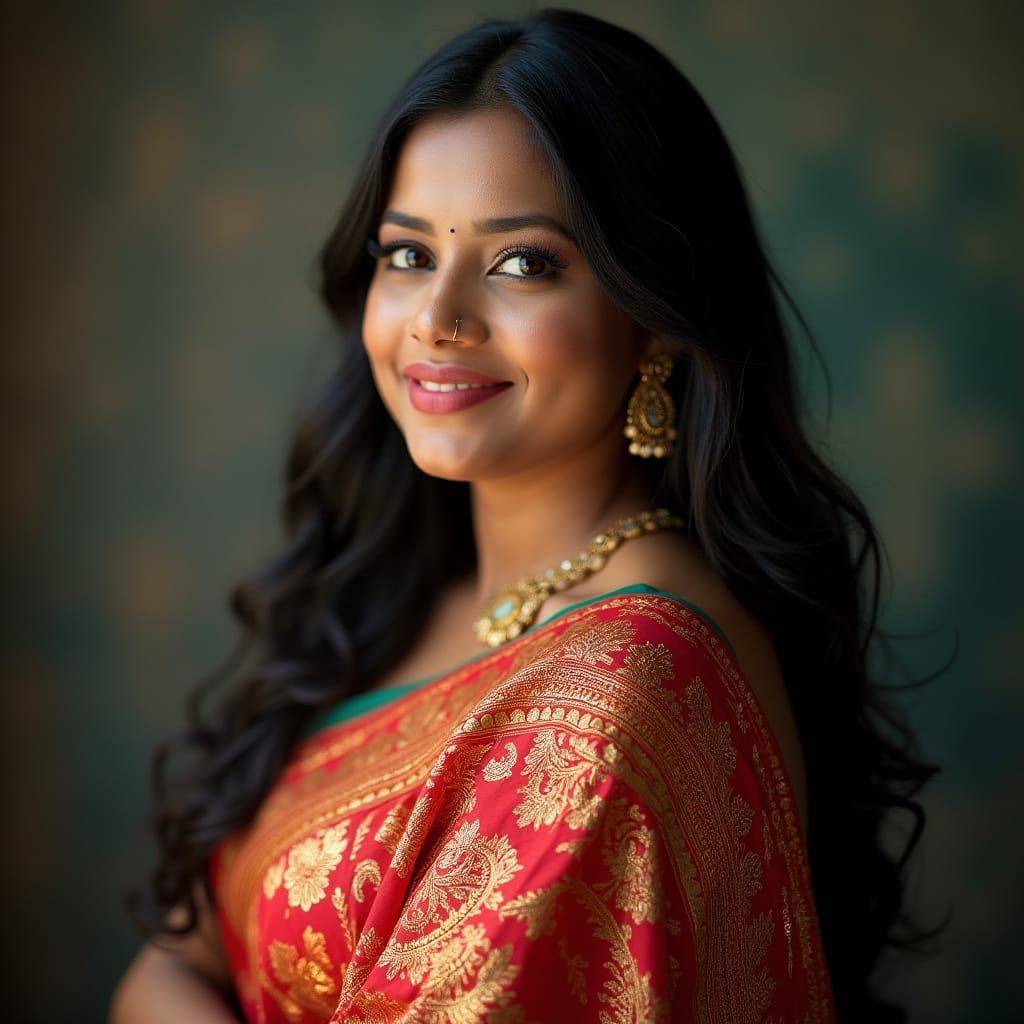 Elegant Tamil Woman in Saree Portrait