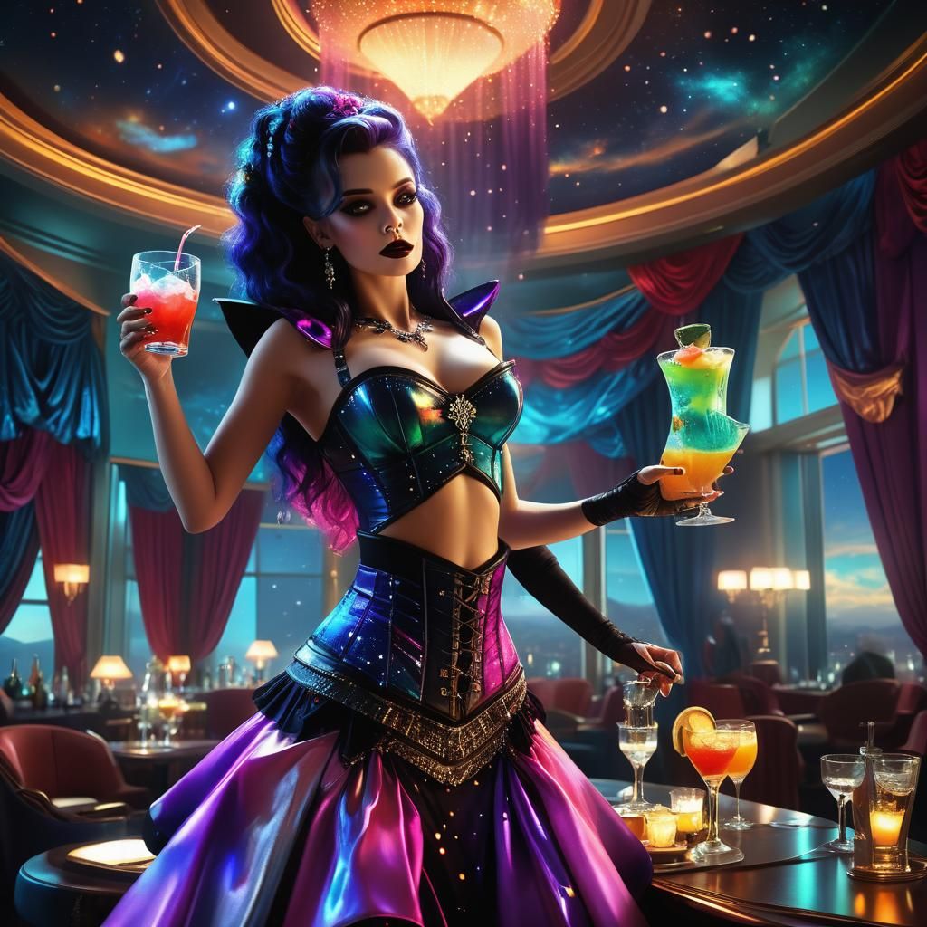 Exotic Space Vampire Serves Drinks in Opulent Style