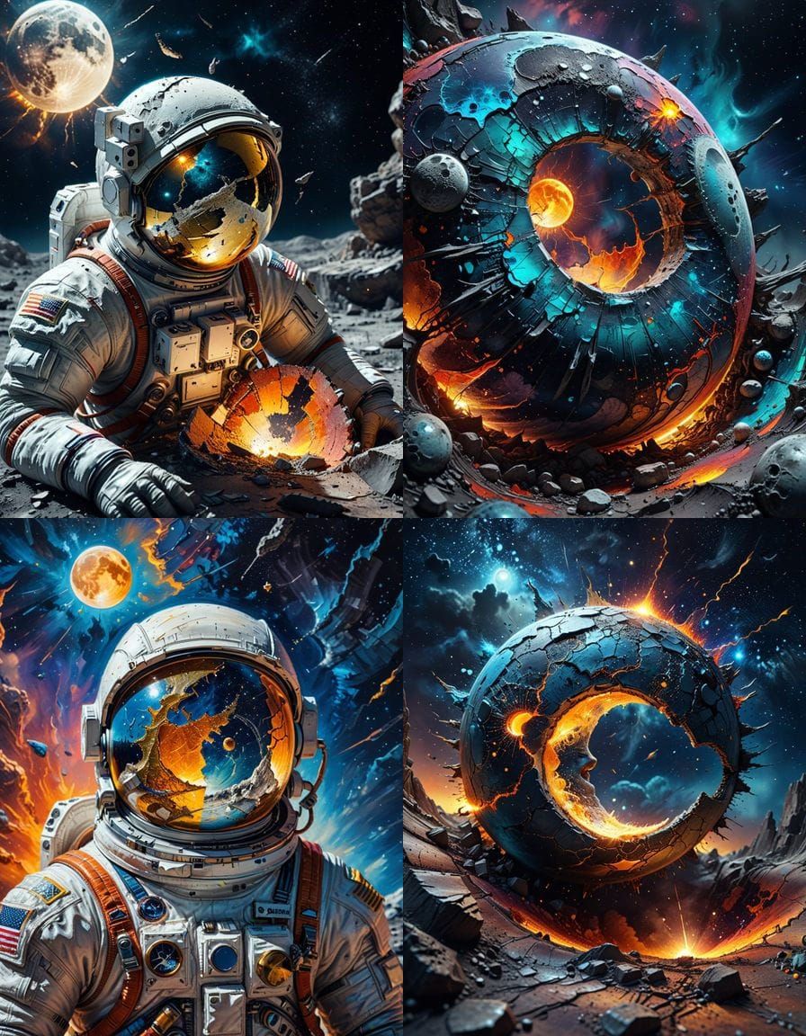 Moon Split Open Revealing Cosmic Secrets