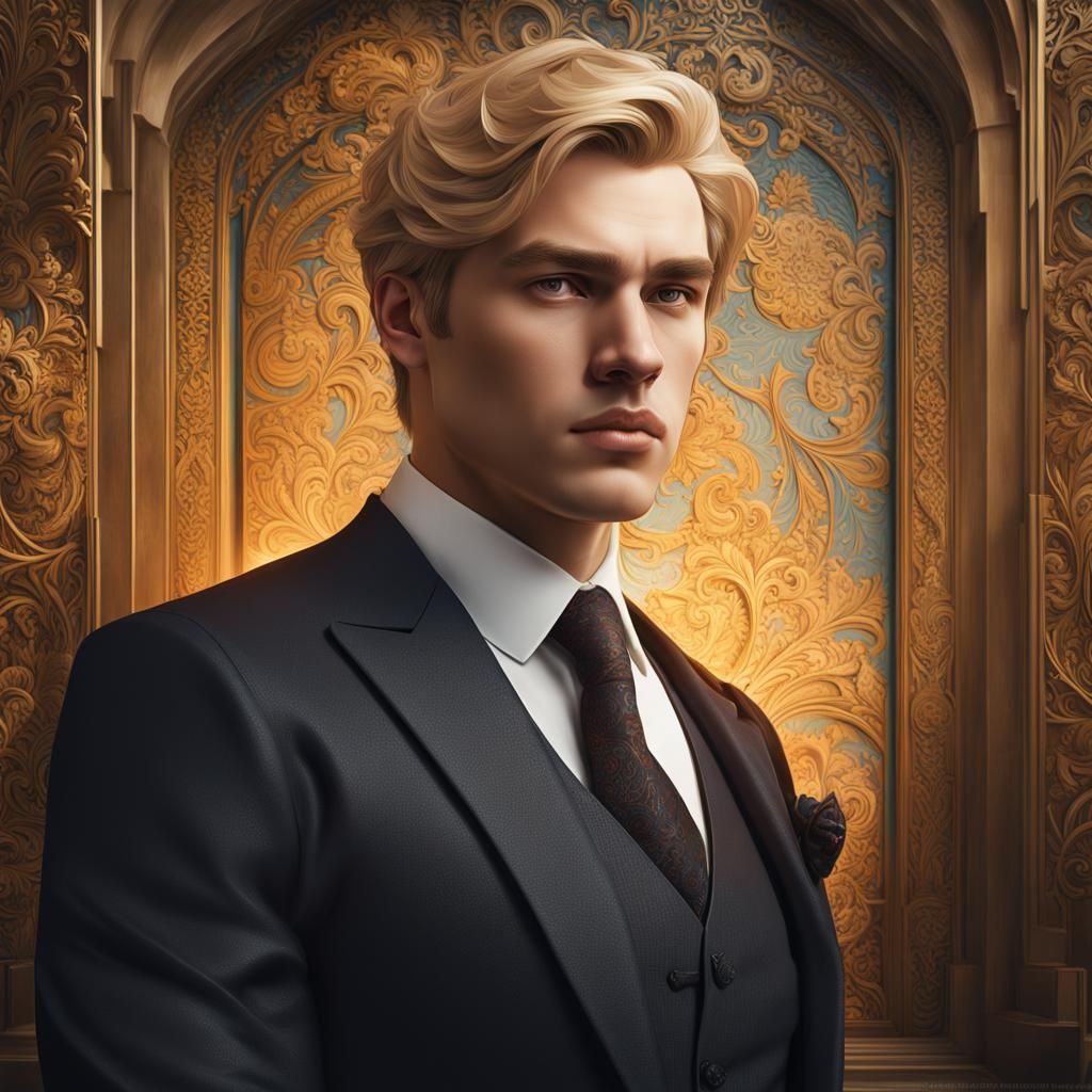 22 year old Russian handsome father with short blonde hair :: chubby, overweight :: suit :: shoulder up portrait :: high...