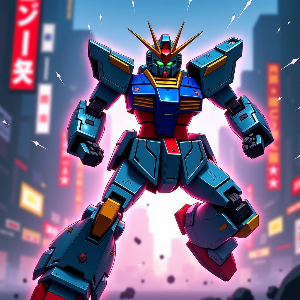 Gundam-Style Anime Mecha Robot