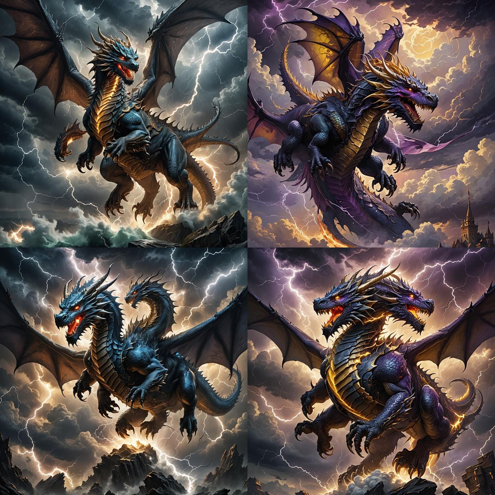 Majestic Dragon Soaring Through Stormy Skies