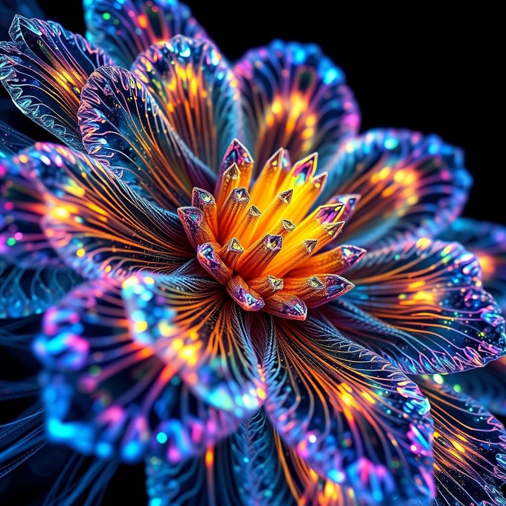 Crystal Bloom Illuminated in Vibrant Spectacle