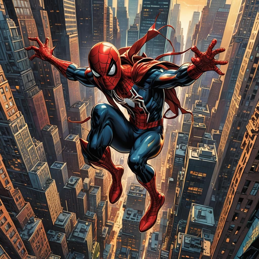 Spider-Girl Swings Through Metropolis: Comic Book Art