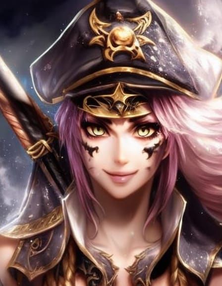 Fantasy Cat-Girl Pirate Captain with Particle Effects